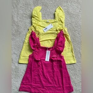 Janie and Jack Vibrant Pink and Sunny Yellow Tank Tops